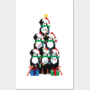 Bernese Mt Dog Puppy Christmas Tree Posters and Art